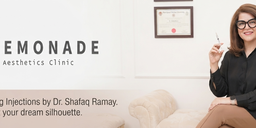 Dr. Shafaq Ramay, expert aesthetic physician at Lemonade Aesthetics Clinic, performing professional fat melting injection treatment in a clinical setting.
